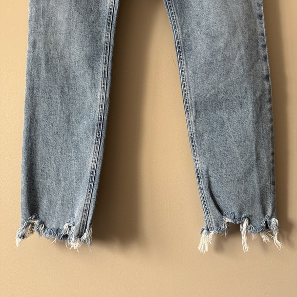 AGOLDE NICO HIGH RISE SLIM JEAN W RAW DISTRESSED HEM SIZE 27 MED BLUE WASH - Picture 7 of 15